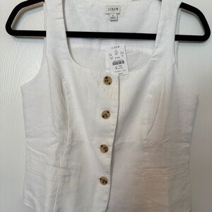 J. Crew Factory Squareneck Linen Blend Vest